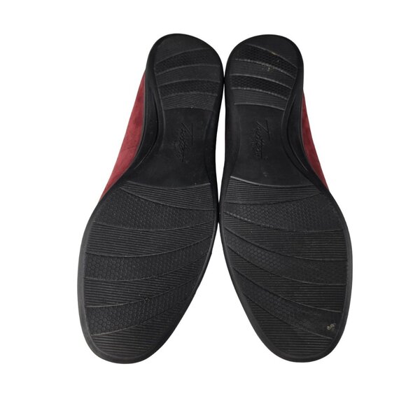 Trotters Darcey Dark Red Nubuck Comfy Ballerina Flat 9 Narrow Great Condition - Picture 5 of 12